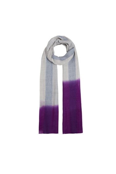 ipekevi Silver Purple Gradient Block Cord Wool Silk Shawl