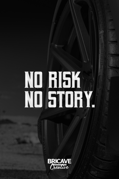 Bricave No Risk, No Story Yazı JDM Araba-Motosiklet Cam Etiket Sticker 19x9,7cm