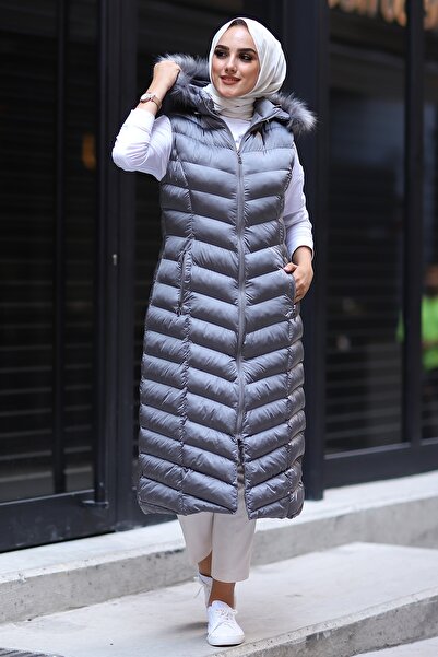 InStyle Довгий жилет з наповнювачем - сірий