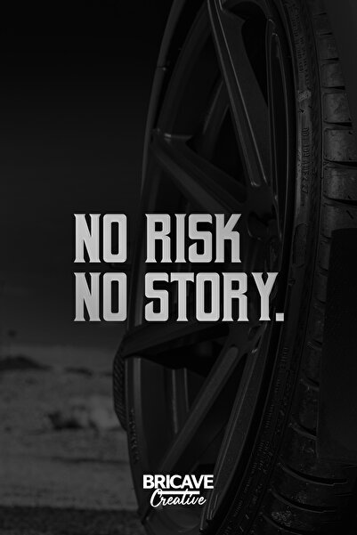 Bricave No Risk, No Story Lettering JDM Car-Motorcycle Glass Sticker 19x9,7cm