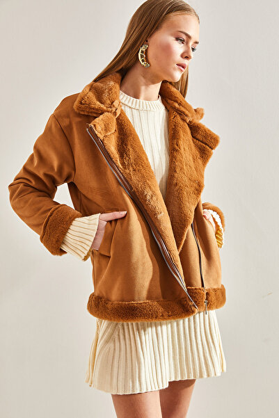 Bianco Lucci Women's Suede Plush Laminated Coat 233160101009