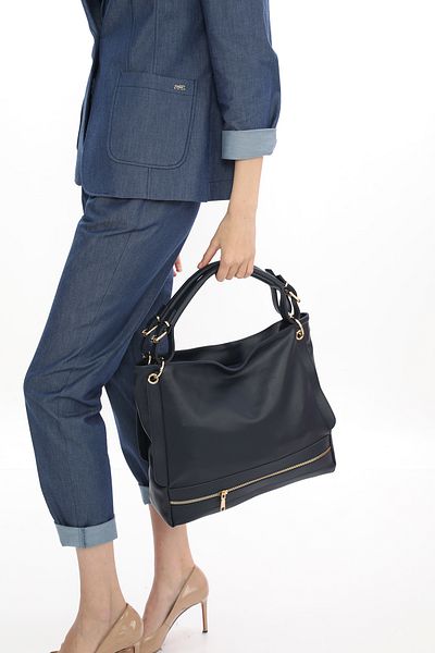 womenacs Geantă de mână cu curea dublă de umăr de culoare albastru bleumarin Noul sezon Lățime: 37 cm Lungime curea: 47 cm Adâncime: 11 cm