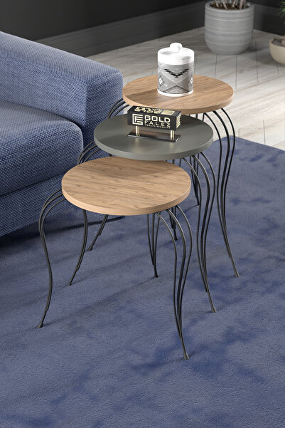 GOLDFALEZ Zigon Sehpa Lükens Antrasit Ceviz