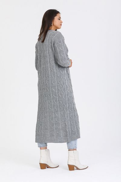 ALCHON V-Neck Long Sleeve Hair Braided Ankle Length Winter Thick Knitwear Cardigan