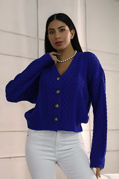 ALCHON V-подібний виріз, довгі рукави, плетені коси, чотири ґудзики, стандартна довжина, зимовий трикотажний кардиган