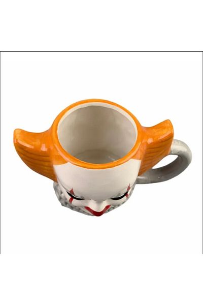 hediyeconcepti 550ml Halloween Ceramic 3D Clown Soul Night Horror Headboard Escape Room Mug Cup