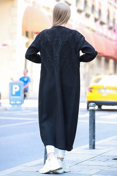 ALCHON Gâtul în V cu mânecă lungă Salonic Păr tricotat cu model Lungimea lungă la gleznă Cardigan gros de iarnă