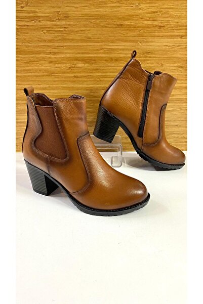 Scavia Keen RM 546 Lastikli Fermuarlı Hakiki Deri Ortopedik Topuklu Kısa Bot