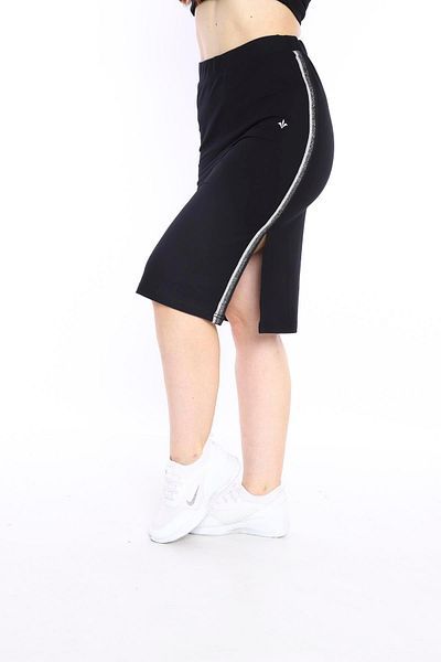 Escetic Fusta sport neagră pentru femei Super 2 Thread Slit Stripe 0617
