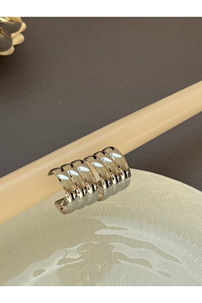 takıtarzım Silver 3-ring appearance women's earrings