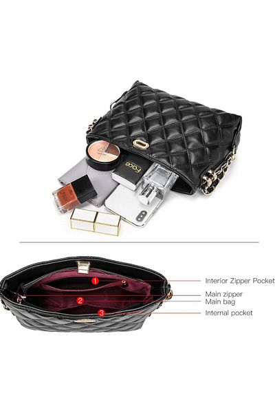 Nevnihal Dámská černá prošívaná crossbody kabelka