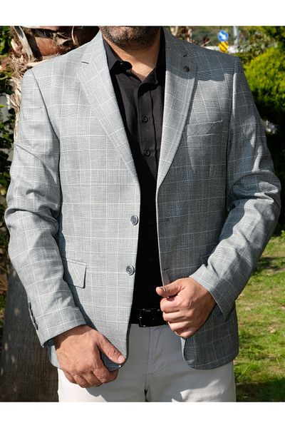 Luisero Καρό ανδρικό αθλητικό μπουφάν σε γκρι χρώμα 1204
