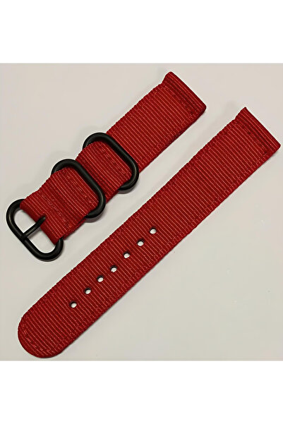 Azzuro Kumaş Perlon Kırmızı 22mm Spor Saat Kordonu Haki Kayışı Nato  Uyumlu