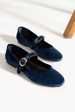 M RADA SCARPA Mary Jane Kad n Babet Kadife Lacivert Bery Fiyat Yorumlar Trendyol