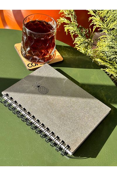 esamore concept دفتر ملاحظات بغطاء خشبي مخصص باسمك، دفتر ملاحظات بغطاء خشبي حلزوني، دفتر ملاحظات