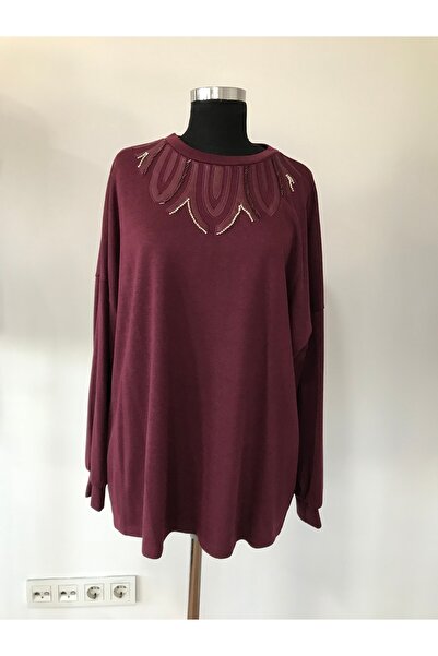 NOMİNAL Deri Nkışlı Büyük Beden Bluz