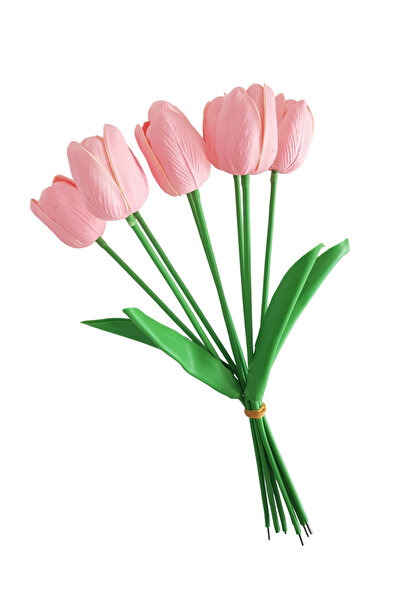 OZİHOUSE توليب رطب صناعي وردي فاتح 8 عبوات