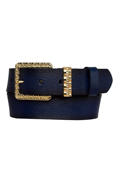 GoDeri 100% Piele Genuina, Set Auriu cataramă 4 Cm Curea de damă Bleumarin; Blugi, centură sport=an-byn-62.gold.set