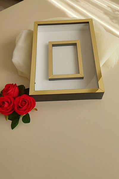 hobicehayaller Rama de memorie 25x35 cm cu sectiune foto! Noi cutii de trandafiri la modă! Design de flori de logodnă de promisiune!
