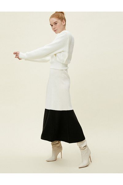 Koton Color Blocked Knit Skirt