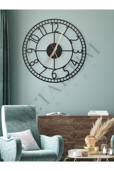 Metalium Concept Dekoratif Türkçe Rakamlı Metal Duvar Saati 45x45cm [1183-45x45]