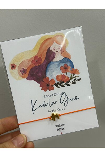 HARİKALAR DÜKKANI Women's Day Card Bracelet 10 Pieces