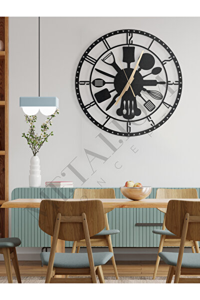 Metalium Concept Dekoratif Türkçe Rakamlı Metal Duvar Saati 60x60cm [2295-60x60]