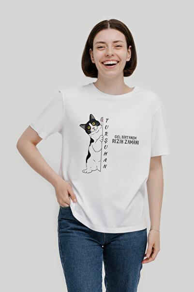 AEMİ Turşuhan Štampano Unisex Oversize kroj Pamuk T-shirt - okrugla kragna