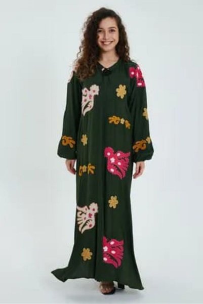 ZTO WOMEN'S AUTHENTIC APPLIQUE EMBROIDERY DETAIL LONG DRESS