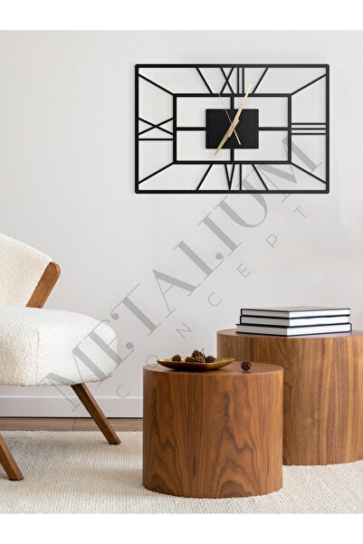 Metalium Concept Yatay Roma Rakamlı Metal Duvar Saati 60x40cm [2289-60x40]