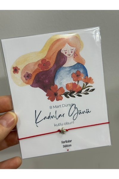 HARİKALAR DÜKKANI Women's Day Card Bracelet 10 Pieces