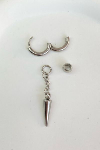Jaida Moda Unisex 316l Surgical Steel Spayk Model Dangle Hoop Earrings