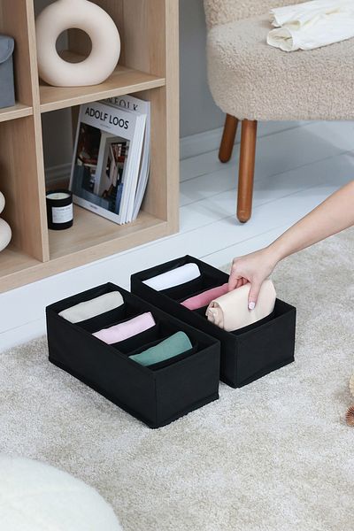 REKHOME 2 части Черно 6 отделение Детска стая гардероб чекмедже чорап организатор Honeycomb Accordion организатор
