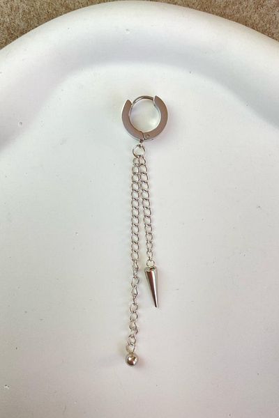 Jaida Moda Unisex 316l Surgical Steel Spayk Model Dangle Chain Hoop Earrings