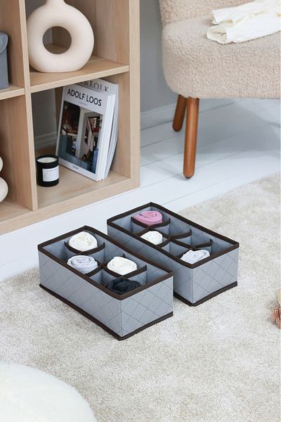 REKHOME 2-Piece Quilted 8-Compartment Children's Room Closet Drawer Socks Organizer Honeycomb Accordion Organizer