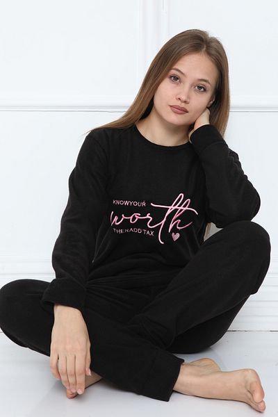 FAMES PİJAMA WINTER QUALITY FLEECE WOMEN'S PAJAMAS SET