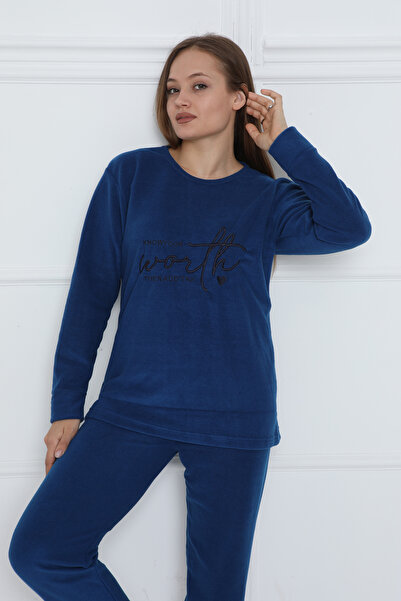 FAMES PİJAMA WINTER QUALITY FLEECE WOMEN'S PAJAMAS SET