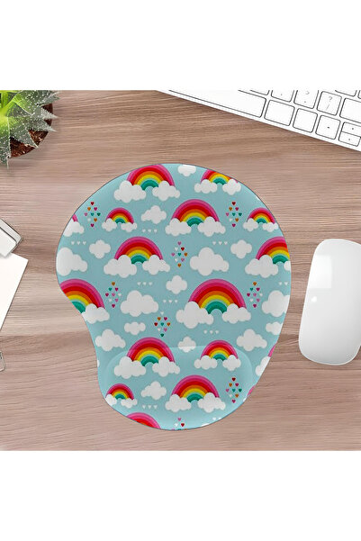 UcuruStore Οβάλ επιφάνεια ποντικιού με σχέδιο ουράνιου τόξου και σύννεφα, με ...