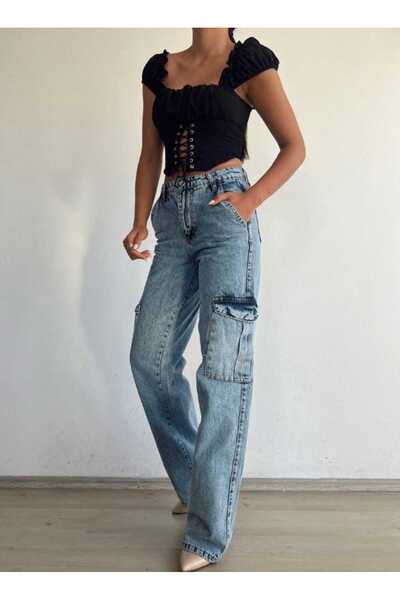 Livik Kar Yıkama Likralı Arka Cepsiz Model Kargo Palazzo Pantolon