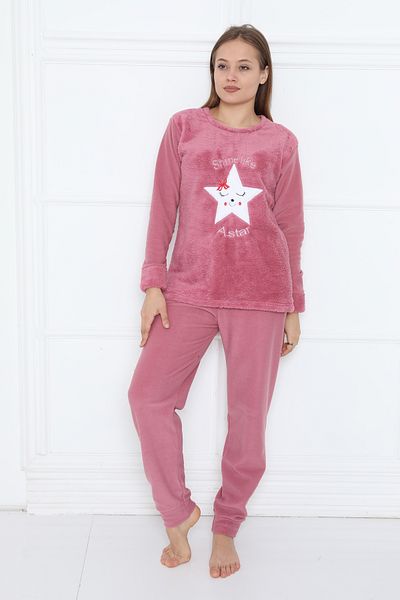 FAMES PİJAMA WINTER QUALITY FLEECE WOMEN'S PAJAMAS SET