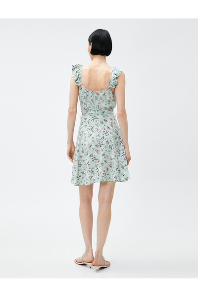 Koton Λουλουδάτο κοντό φόρεμα με ζώνη