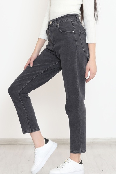 İBABUTİK Γκρι μεγάλου μεγέθους mom jean