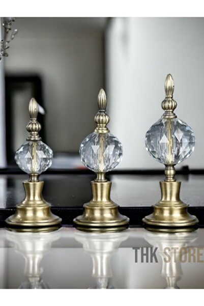 THK STORE Dekoratif 3'lü Kristal Metal Küre