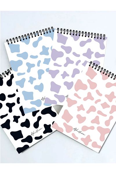 AKILLICA 4-Point Notebook Set 13 X 20 cm 50 Sheets Cardboard Cover Top Spiral Notebook Mottled