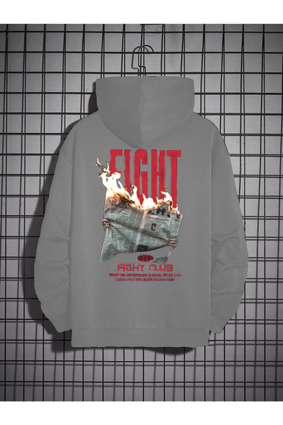 bros Hanorac oversize, unisex, cu 3 fire, imprimat Fight Club