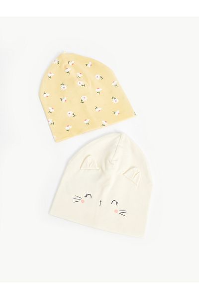 LC Waikiki Bedruckte Baskenmütze für Baby-Mädchen, 2-teilig