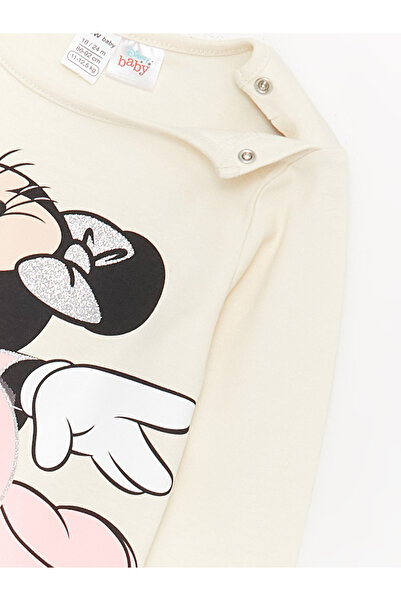 LC Waikiki Bisiklet Yaka Minnie Mouse Baskılı Kız Bebek Pijama Takımı