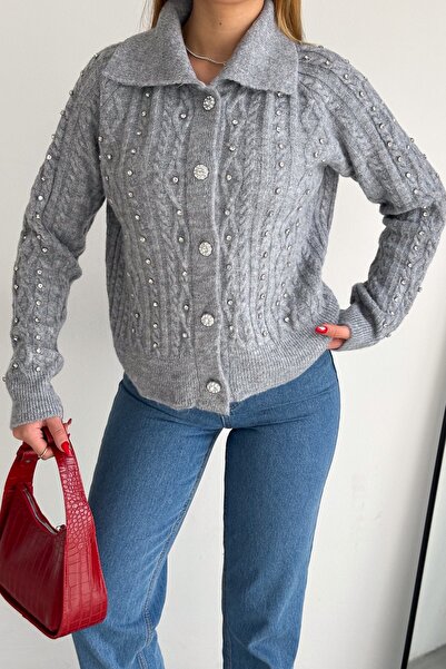 FEMELLE Standard Size Pearl Knitwear Cardigan