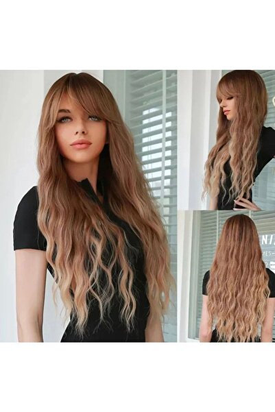 REMY HAİR Kahverengi Ombreli Uzun Fiber Sentetik Peruk