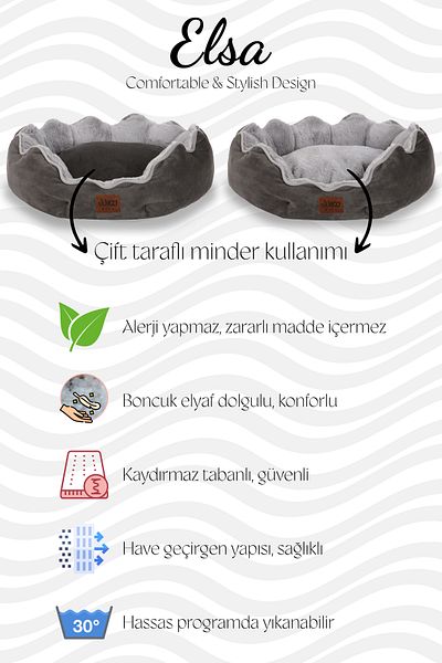 Jungolica Pet Products سرير إلسا، عالي الجودة، مريح، جمالي للقطط والكلاب
